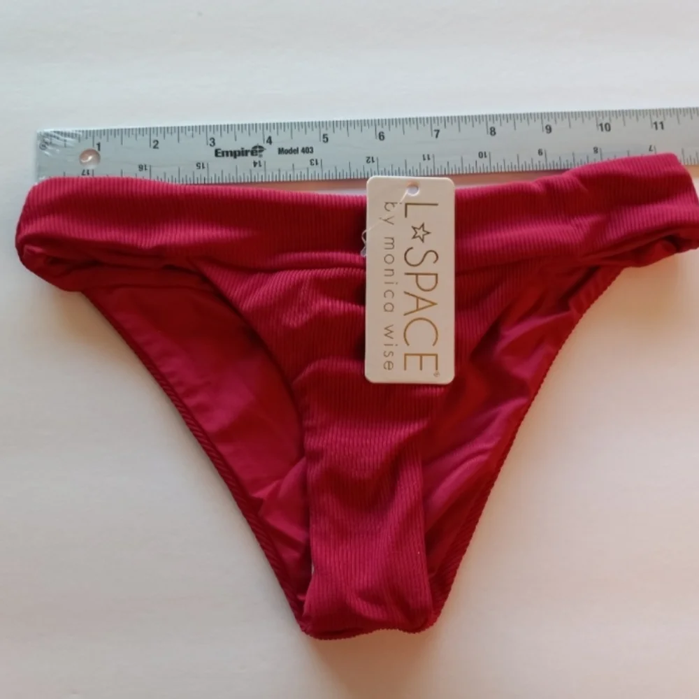 L*Space Veronica Classic Ribbed Swim Bottoms in Strawberry Red